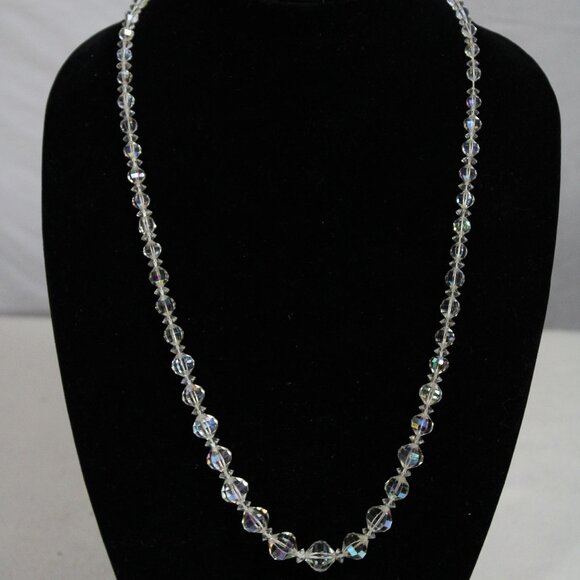 1950's Aurora Borealis Crystal Necklace 30 Inch Vintage - Picture 1 of 13